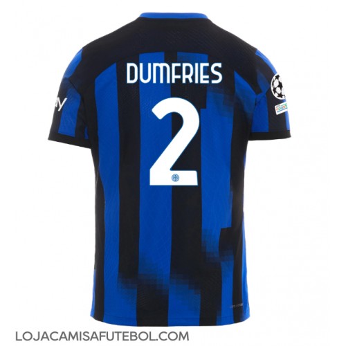 Camisa de Futebol Inter Milan Denzel Dumfries #2 Equipamento Principal 2023-24 Manga Curta